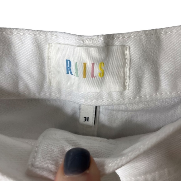 Rails The Canyon Button Front Mini Denim Skirt White Size 31 A Line Raw Edge - Picture 6 of 8